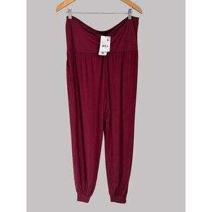 Hanro Womens Burgundy Lounge Pants Soft Modal Blend Relaxed Fit Yoga Style 8778